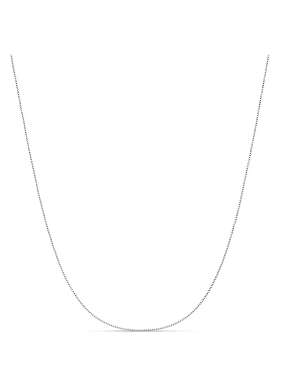 925 Sterling Silver 1mm Box Chain Necklace, 16” to 30”, with Spring Clasp, for Women, Girls, Unisex