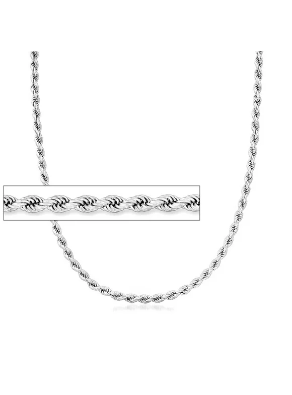 925 Sterling Silver 3.5mm Rope Chain Necklace, 16” to 30”, with Lobster Clasp, for Women, Girls, Unisex