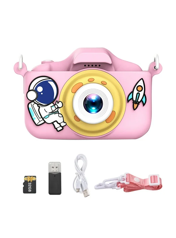 Andoer Cartoon Kids Camera Kids Digital Camera for Boys And Girls with Dual Lenses 2-inch IPS Screen 32GB Extended Memory 20 Megapixels Resolusion 1920P Video Camcorder 32GB Memory Card & Ca