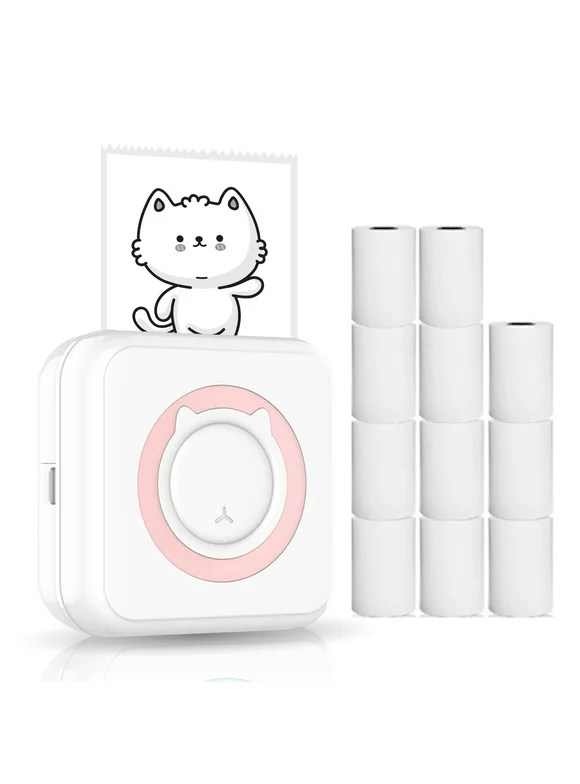 Arealer All-in-one Photo Printer Multifunction Portable Printer Wireless Instant Printer Support Connection for Smartphone with 11 Paper Rolls 57mm Compatible with iOS Android