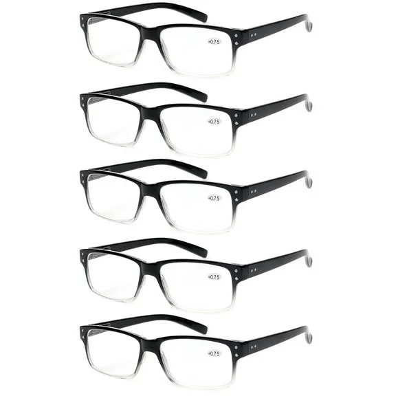 BONCAMOR 5 Pack Reading Glasses for Men and Women Spring Hinges Classic Eyeglasses