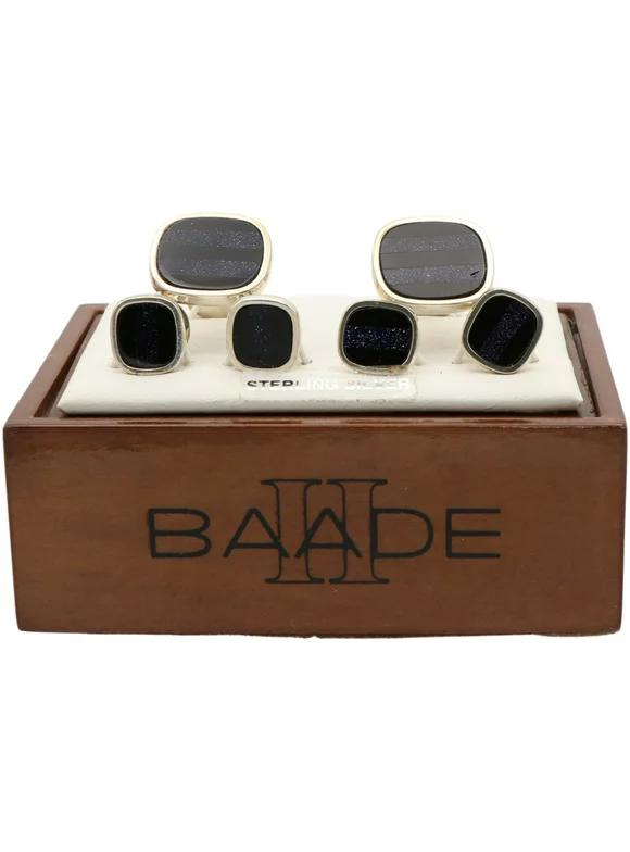Baade II Men's Rounded Square Glitter Stripe Cuff Link 425-0100-GP