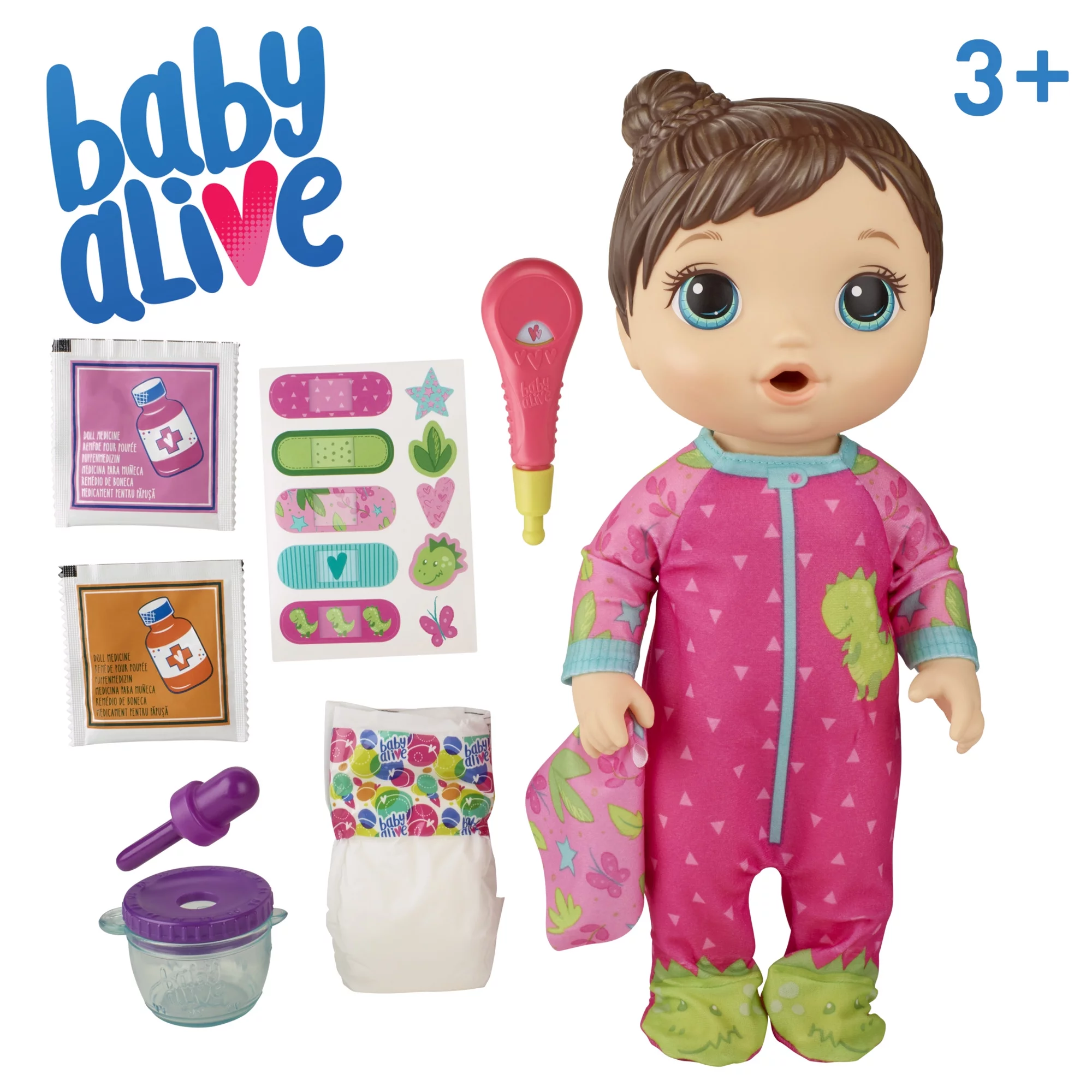 Baby Alive Mix My Medicine Doll, Dinosaur Pajamas, Doctor Accessories