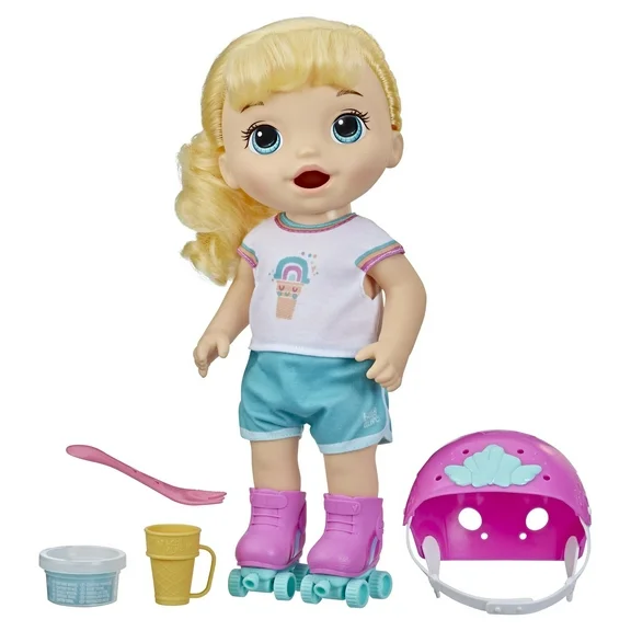 Baby Alive: Roller Skate Baby 14-Inch Doll Blonde Hair, Blue Eyes Kids Toy for Boys and Girls, Only At Just Deals Store
