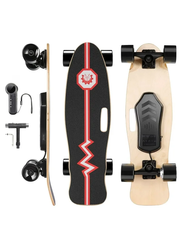 Caroma Electric Skateboards with Remote, 12.4 mph Top Speed Electric Longboard, 8 Miles Max Range, 220 lbs Max Load for Adults, Youth