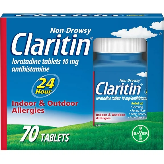 Claritin 24 Hour Non-Drowsy Allergy Medicine, Loratadine Antihistamine Tablets, 70 Ct