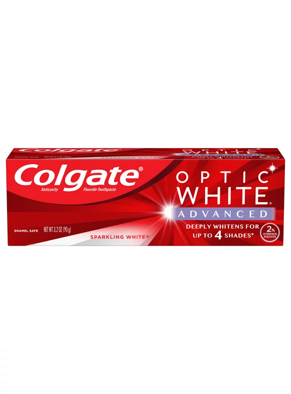 Colgate Optic White Advanced Teeth Whitening Toothpaste, Sparkling White, 3.2 oz