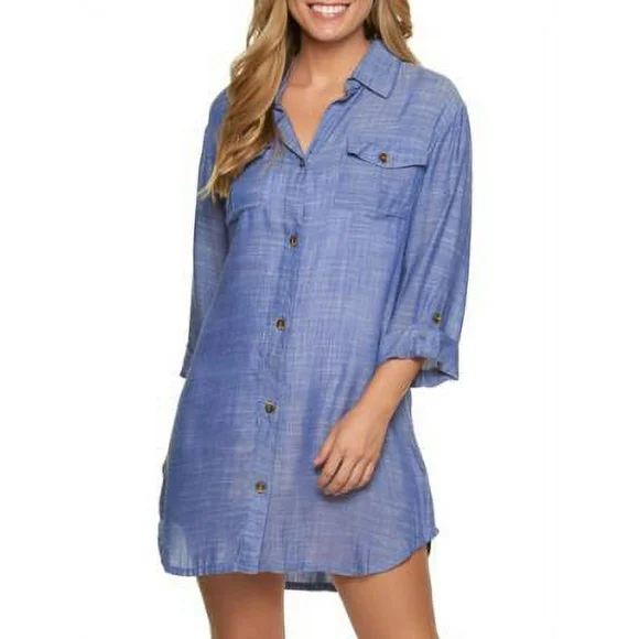 Dotti Womens Travel Muse Chambray Shirt Cover-Up Style-DTOIC100