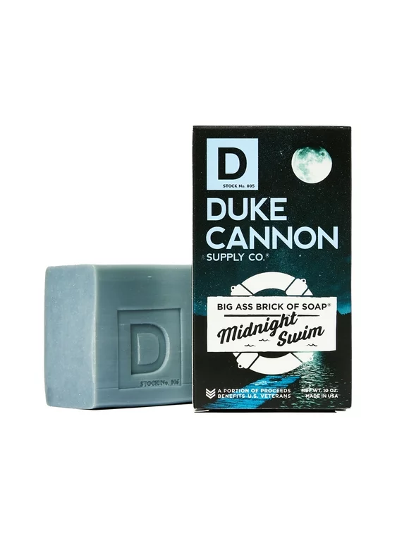 Duke Cannon Big Ass Brick of Soap - Midnight Swim - Sea Grass & Sandalwood Scent, 10 oz, 1 Bar