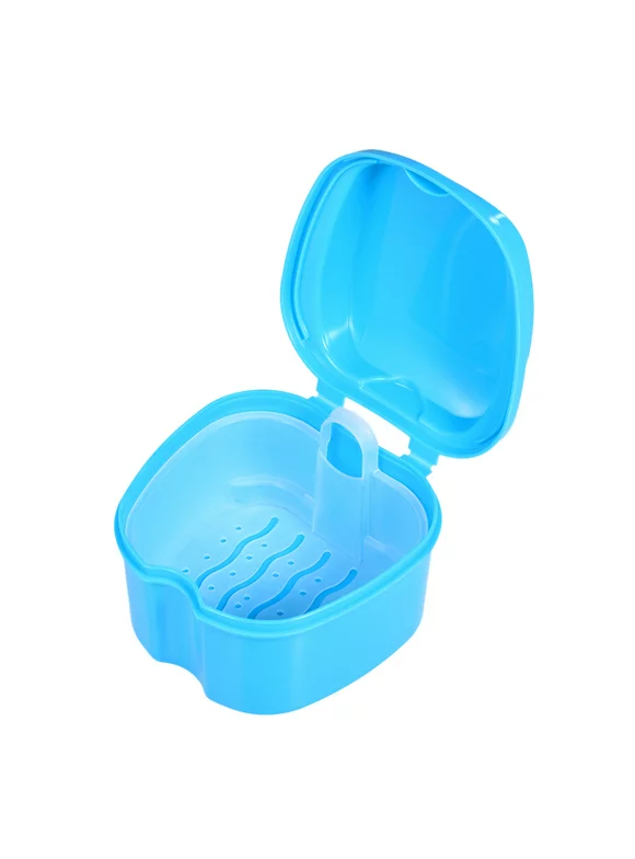 Gecheer Denture Bath Box Case False Teeth Storage Box Cleaning Container with Rinsing Basket Retainer 1pcs