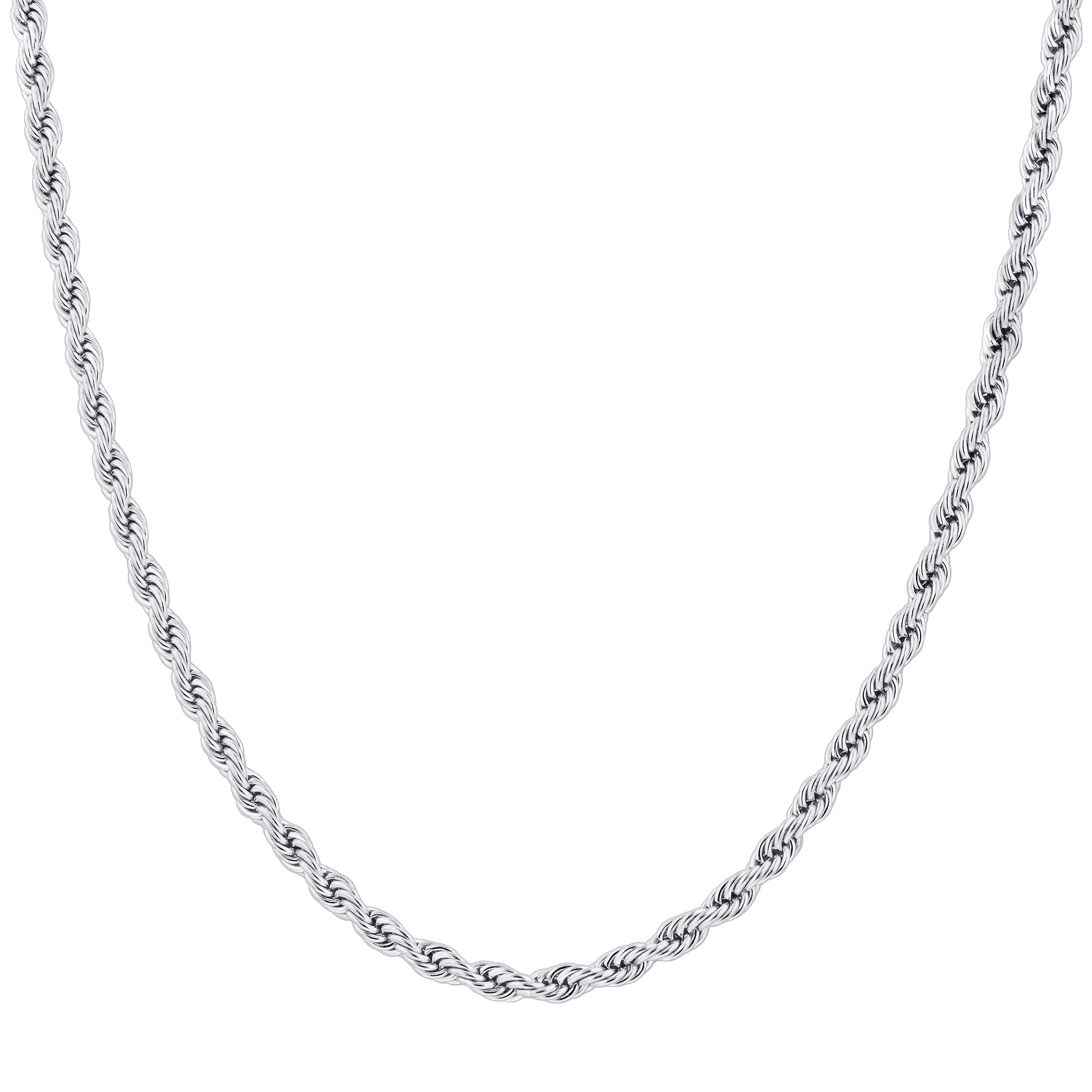 Gem Avenue Stainless Steel 4mm Rope Chain 16" Necklace