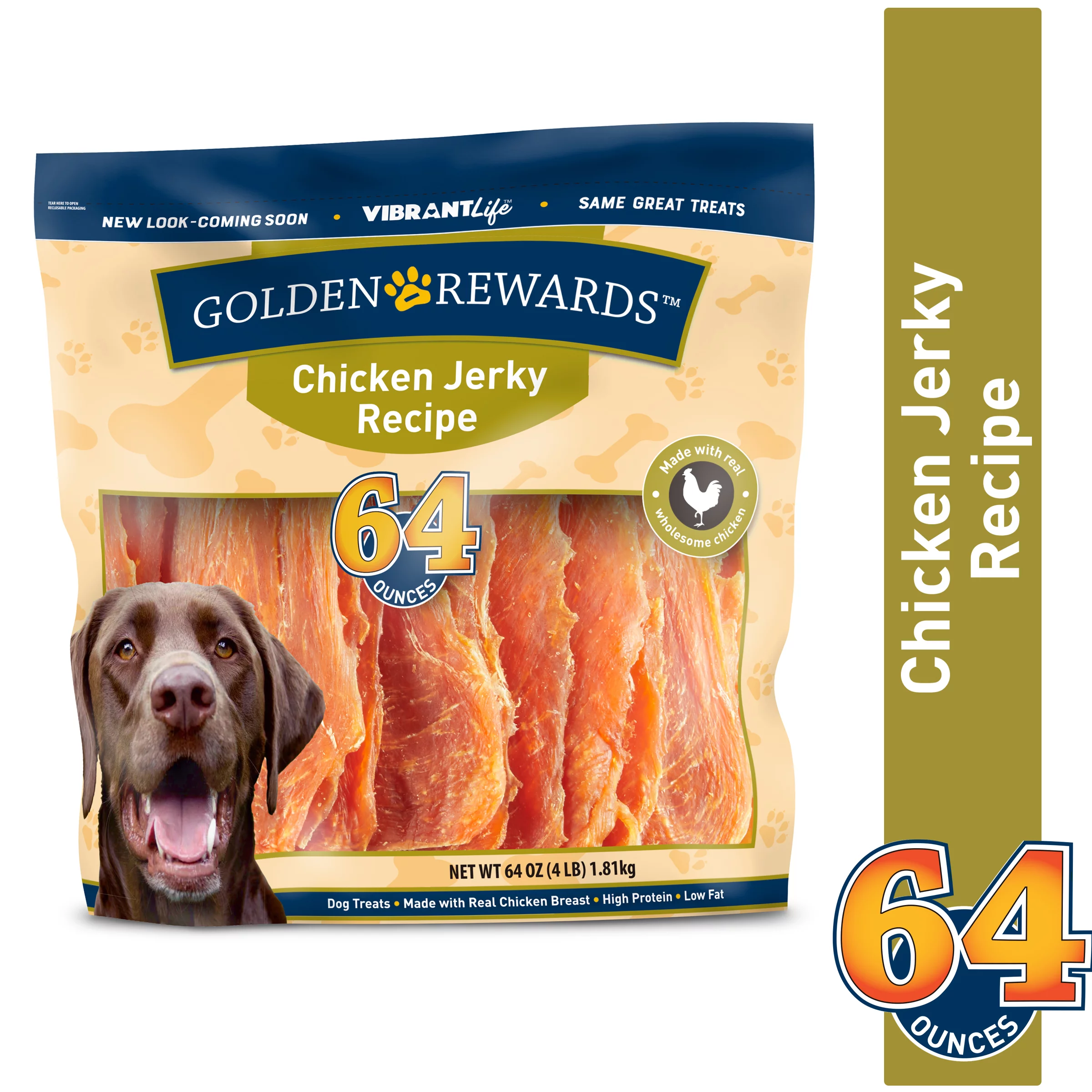 Golden Rewards Chicken Flavor Jerky Training Treats for Dogs, 64 oz