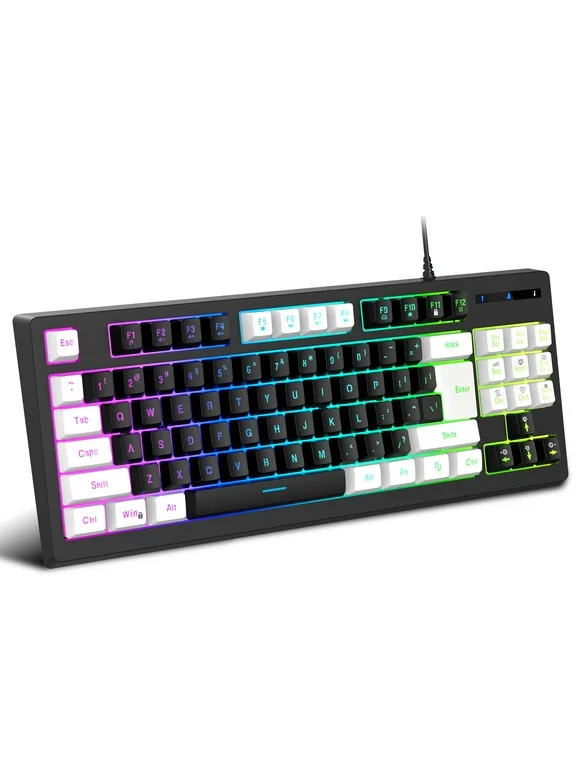 HXSJ A877 Wired K87 RGB Streamer Mini Gaming Keyboard - Adjustable Backlit - 25-Key Conflict-Free Membrane Keyboard with Mechanical Feel - Ideal for Gaming and Office Use - Just Deals Store Compliant