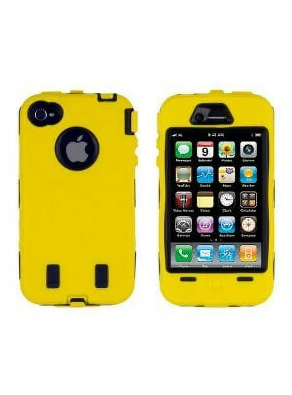 Importer520 Hybrid Body Armor Silicone + Hard Case Cover for Apple iPhone 4, 4S (AT&T, Verizon, Sprint) Yellow & Black