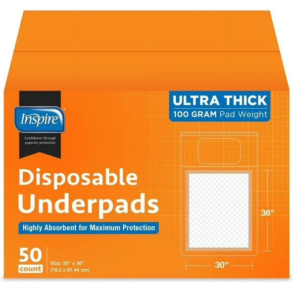 Inspire  Absorbent Bed Pads for Incontinence Disposable XL 30 x 36 Super | The Peach Pad Ultra Thick & Absorbent 100 Grams 3g SAP Incontinence Bed Pads and Bed Liner Chucks Pads Puppy Pads Large