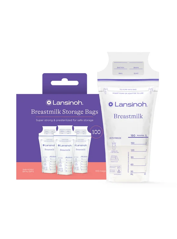 Lansinoh Breastmilk Storage Bags for Breastfeeding Moms, 100 Count