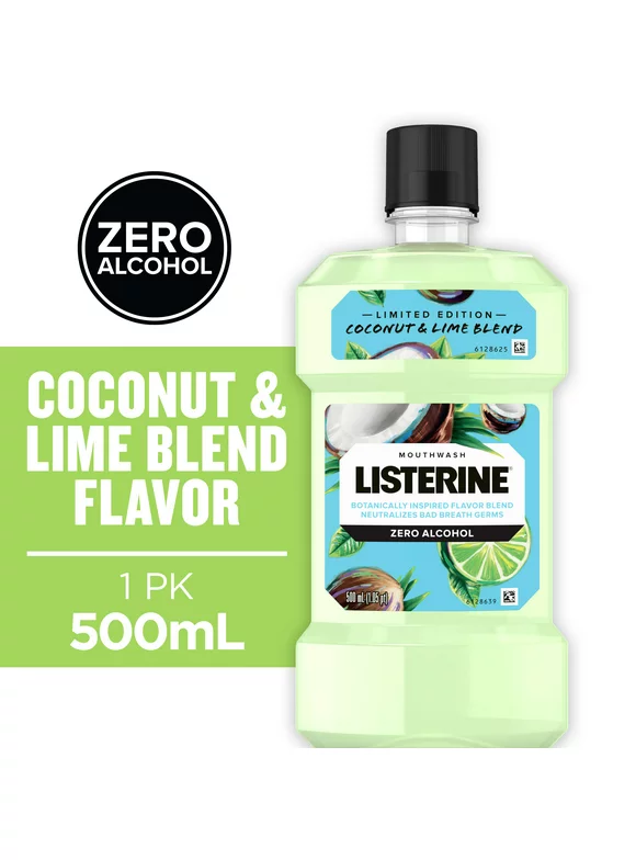 Listerine Zero Alcohol Mouthwash, Limited Edition Coconut Lime, 500 mL