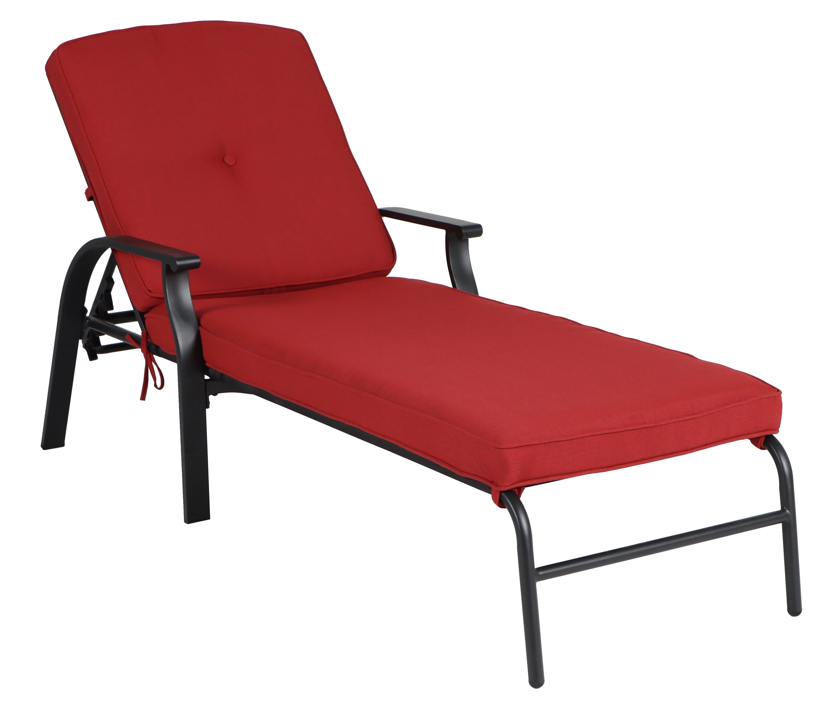 Mainstays Belden Park Cushion Steel Outdoor Chaise Lounge - Red