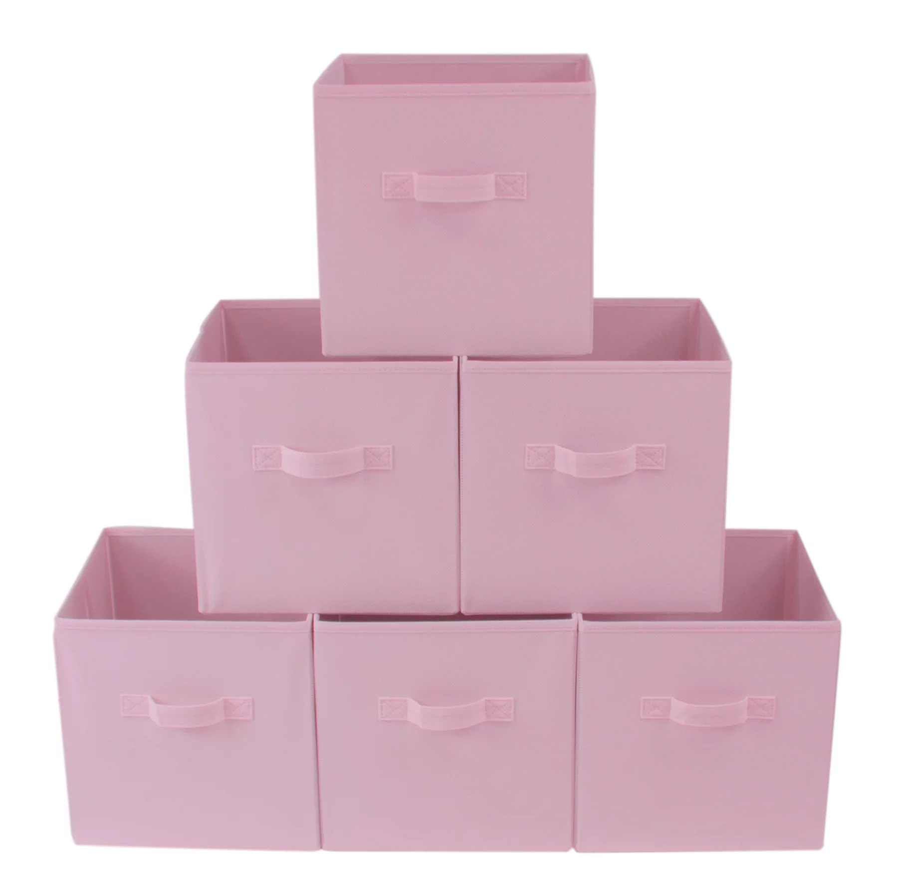 Mainstays Collapsible Cube Fabric Storage Bins (10.5" x 10.5"), Pink Puff, 6 Pack
