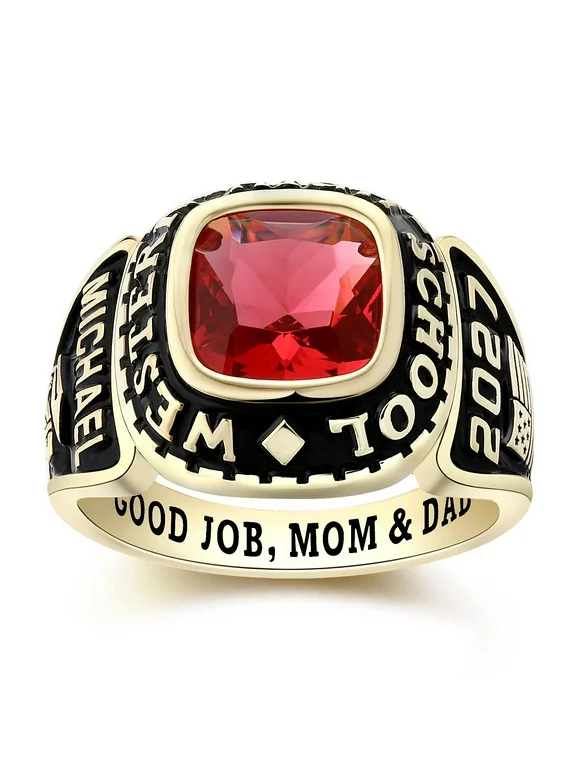 Mementos Customized Sterling Silver or 10kt Gold Class Rings for Men High School and College