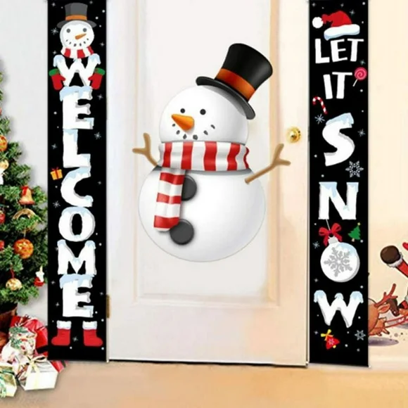 Merry Christmas Banners,New Year Outdoor Indoor Christmas Decorations Welcome Bright Red Xmas Porch Sign Hanging for Home Wall Door Holiday Party Decor (Red-Christmas Banner)