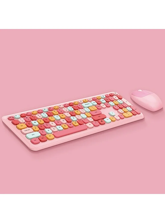 Mofii Combo,Color 110 Set 666 Mouse Combo Round Keycaps Combo Color 666 Wireless 666 Combo Pink 666 Pink Key Mouse Set Wireless 666 Mouse PC Laptop Computer Combo Radirus Combo Compatible PC Laptop