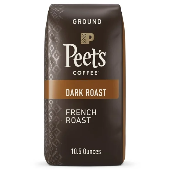 Peet's Coffee French Roast Naturally Caffeinated Ground Coffee, Dark Roast, 100% Arabica, 10.5 oz