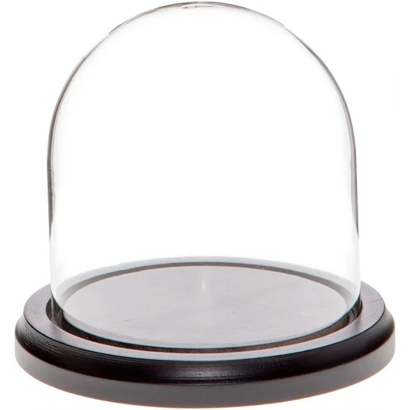 Plymor 4" x 4" Glass Display Dome Cloche (Black MDF Wood Base)