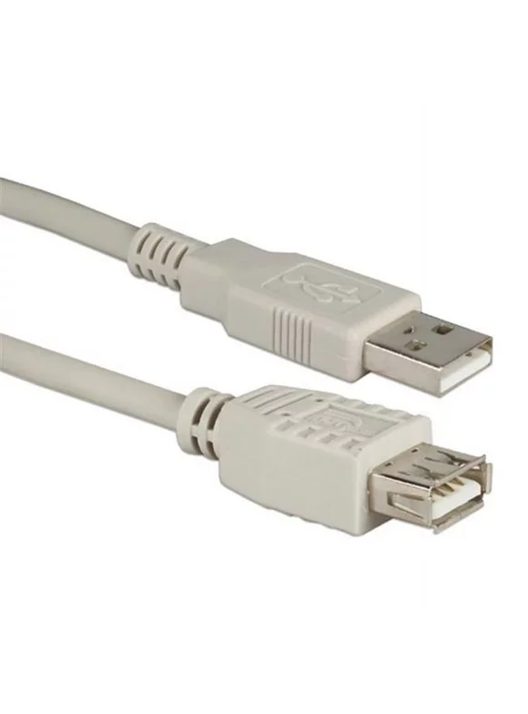 QVS USB 2.0 (Type-A) Male to USB 2.0 (Type-A) Female Adapter Cable 6 ft. - Beige