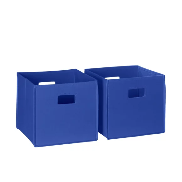 RiverRidge Home Folding Fabric Cube Storage Bin Set of 2 - Blue