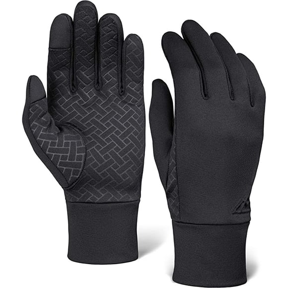 Running Gloves with Touch Screen - Black Winter Glove Liners for Men & Women