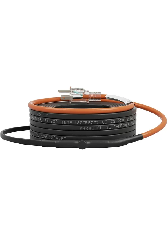 SKYSHALO Self-Regulating Pipe Heating Cable 5W/ft w/ Built-in Thermostat 80 Feet