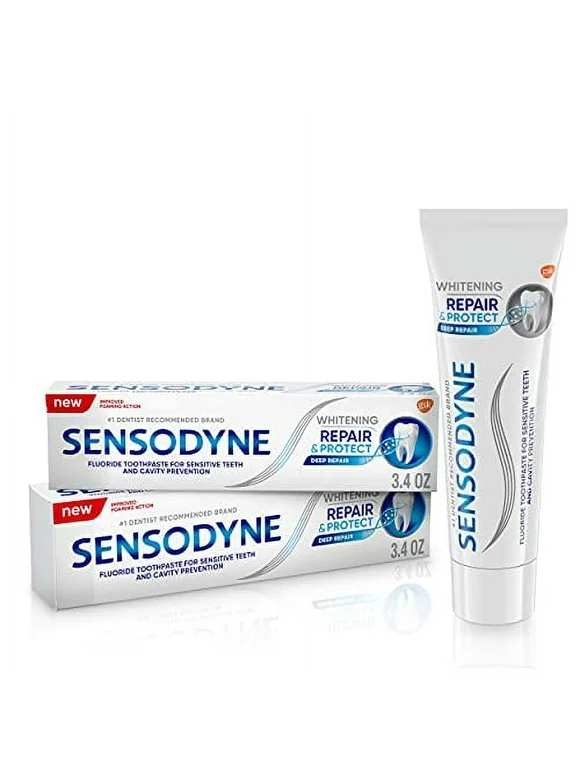Sensodyne Repair and Protect Whitening Sensitive Toothpaste, 3.4 oz, 2 Pack, Unflavored