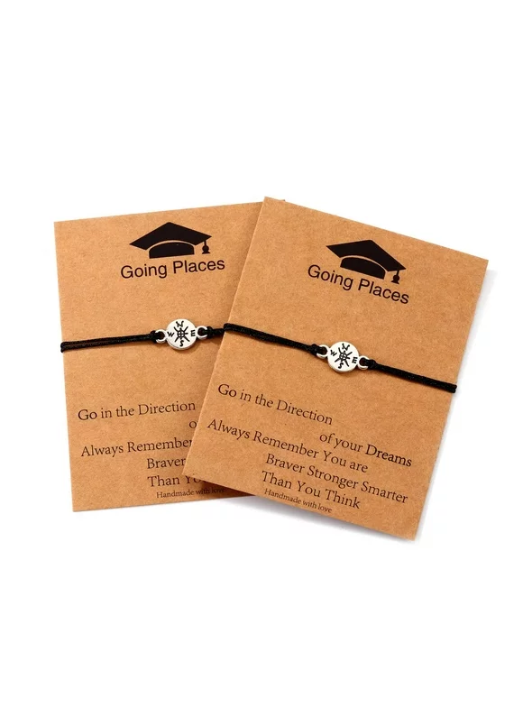 TINGN 2024 Graduation Gifts for Her Him Plated Platinum Compass Bracelet College High School Graduation Gifts for Best Friend