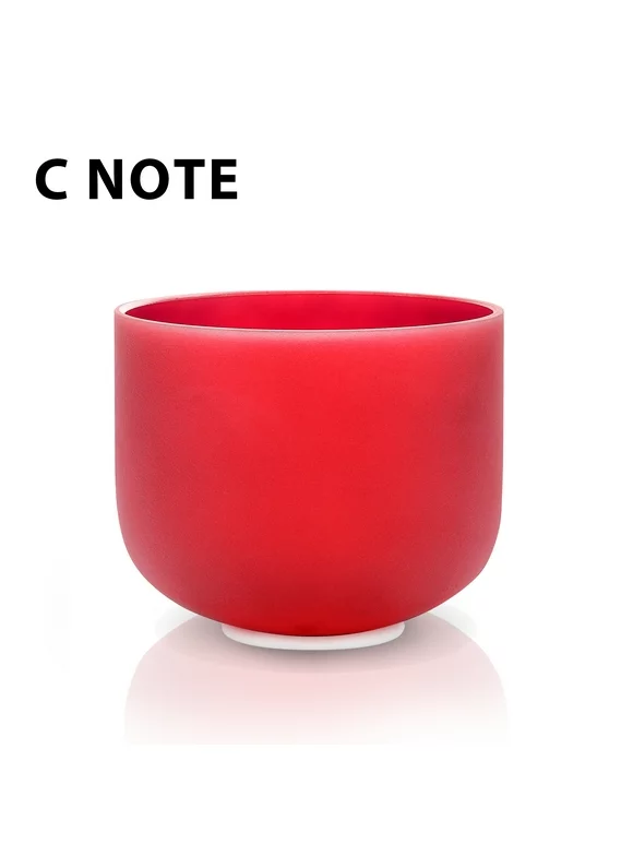 TOPFUND Red C Note Crystal Singing Bowl Root Chakra 8 inch with Singing Bowl Mallet Suede Striker for Sound Healing Meditation