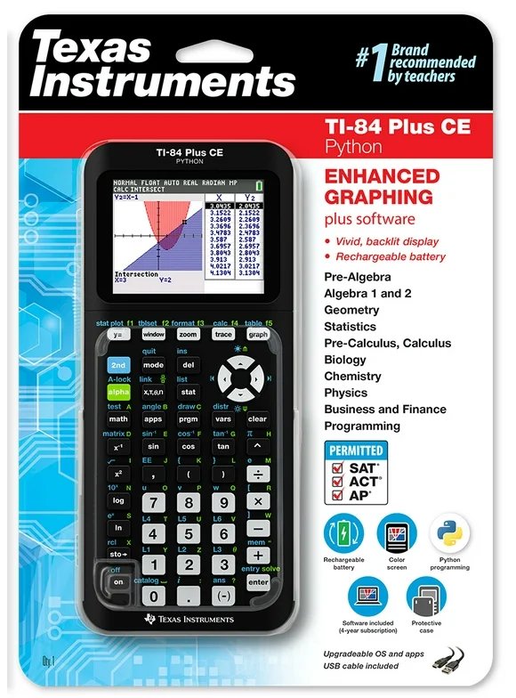 Texas Instruments TI-84 Plus CE Graphing Calculator High School and College, Black