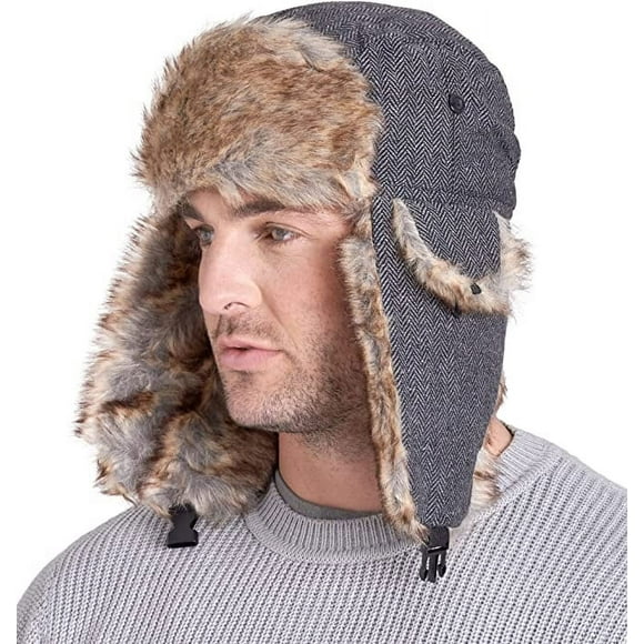 Tough Headwear Winter Trapper Hat - Russian Ushanka Trooper Aviator Hats for Men & Women - Snow Eskimo Hat with Ear Flaps