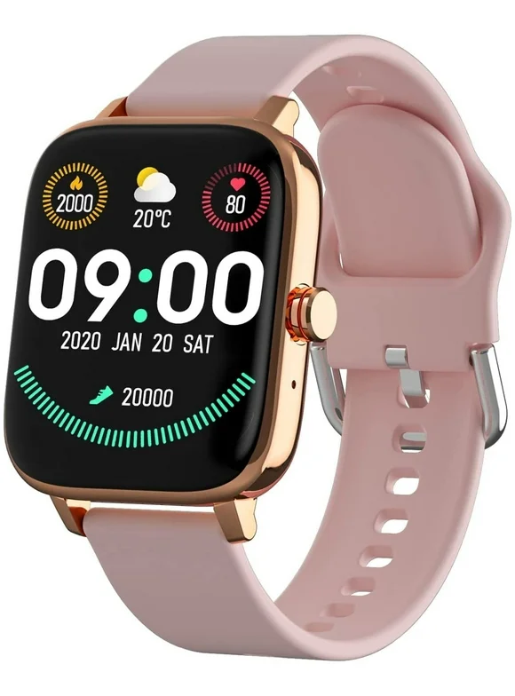 VIPLIVE Smart Watch, 1.7'' Full Touch Answer/Make Call Android Smartwatch for Women & Men Compatible with Android & iOS (Pink)