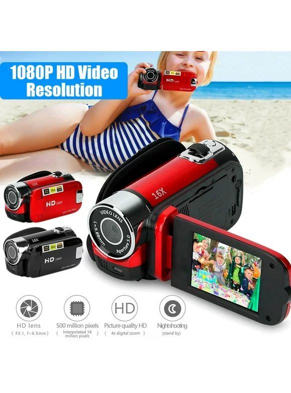 Video Camera Camcorder Digital YouTube Vlogging Camera Recorder 16X Digital Zoom,Red