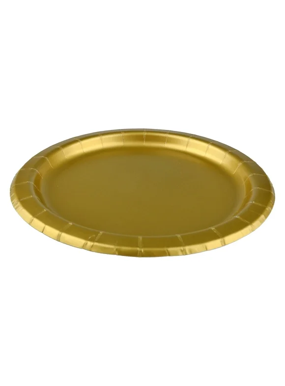Way to Celebrate! Gold Paper Dessert Plates, 7in, 24ct
