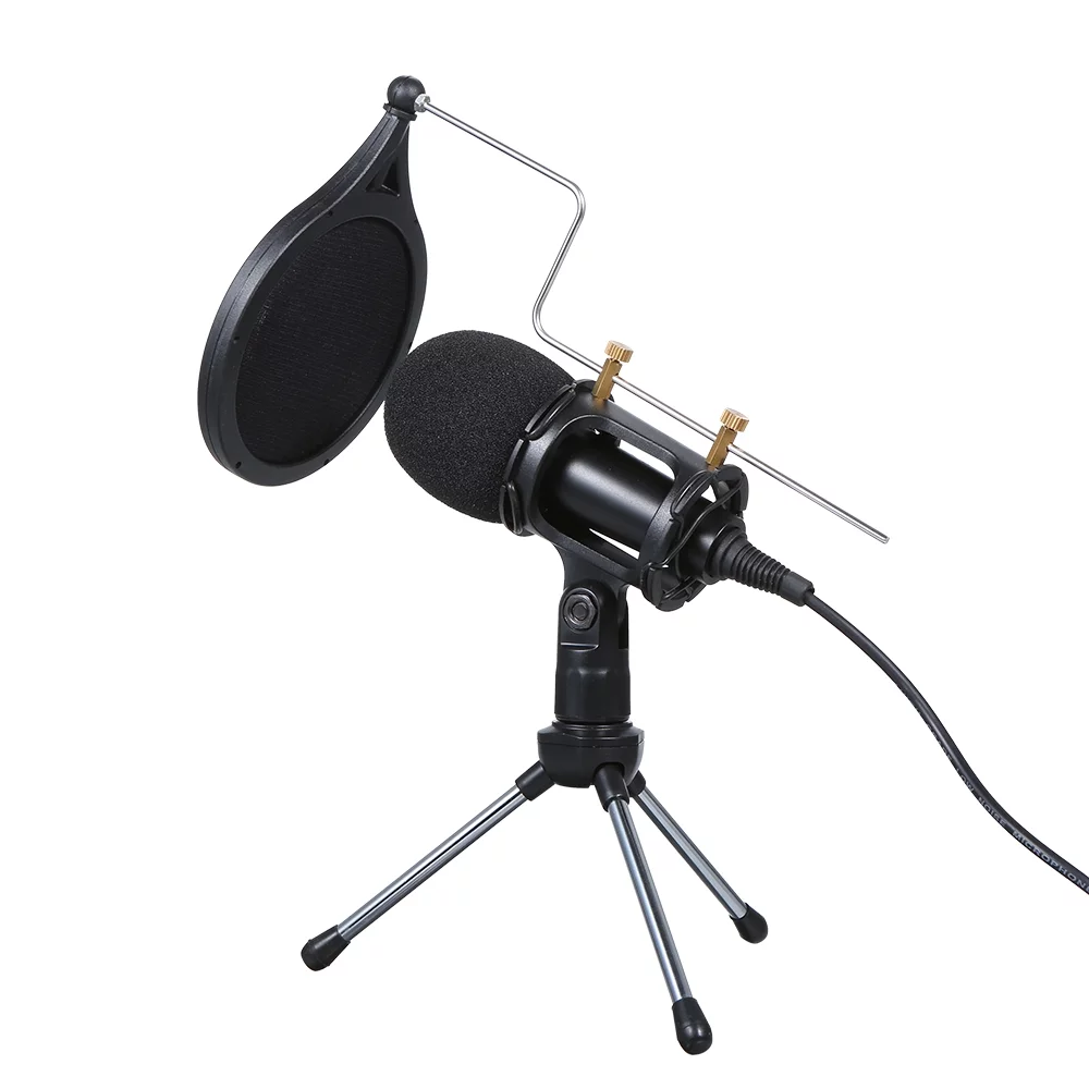 Wired Condenser Microphone for Computer Audio 3.5mm Studio Mic  Video Conferencing Voice Recording Video Chatting  KTV Karaoke Mic with Stand for PC Phone