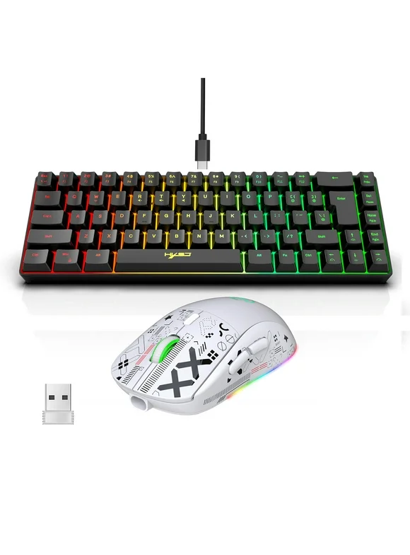 Wired Keyboard and Mouse Combo - RGB Streamer Mini Gaming Keyboard - Membrane Keyboard - 2.4G Wireless Mechanical RGB Gaming Mouse - 3600DPI - 11 RGB Lighting Modes - Game/Office - Just Deals Store Compliant