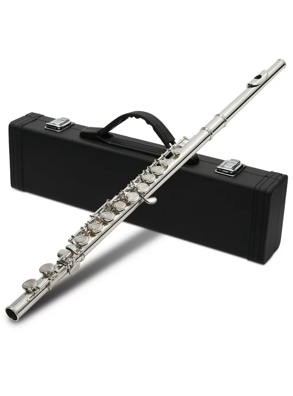 Zimtown Concert Silver Flute C Tone 16 Keys Closed Hole C Tone with Case